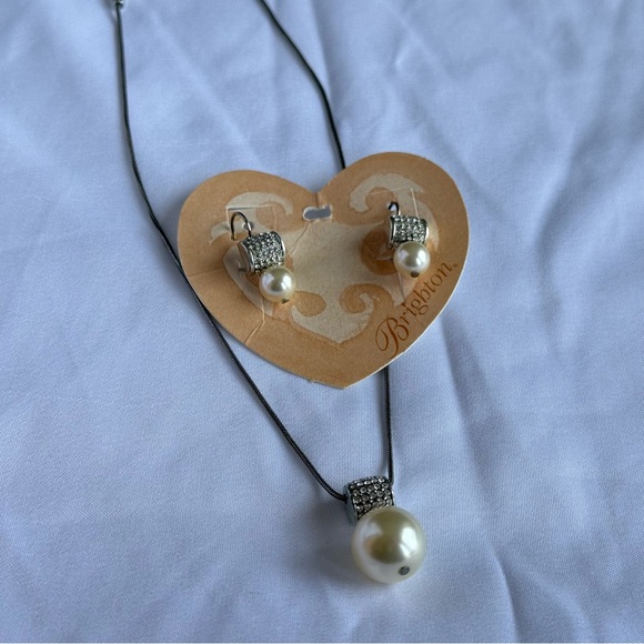 Brighton Jewelry - RETIRED Brighton “MERIDIAN” Pearl and Silver Necklace Earrings Set